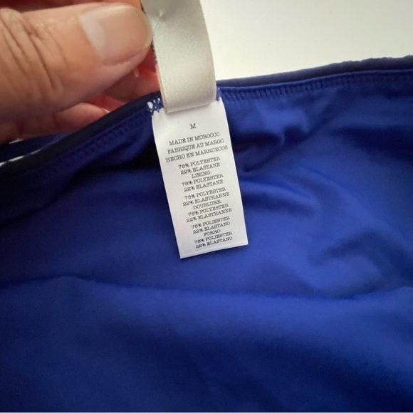 LEMLEM Lena High Leg Bikini Bottom M Diamond Jacquard Blue and White  $125 - Picture 7 of 10